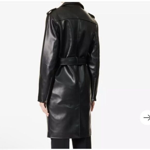 MOTHER  Jacket Womens Size XS Black The Long Chopper Faux Leather Regular Fit - Picture 5 of 16